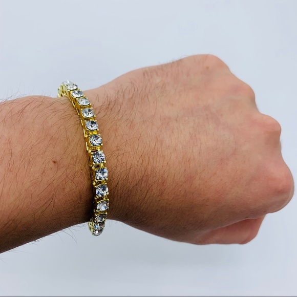 Gold Tennis Chain & Bracelet Set 5mm - Picture 6 of 6